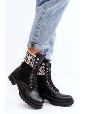 Women's Ankle Boots Brogues with Sock Black Hakina 2