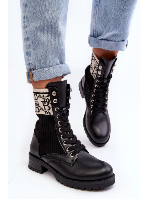 Women's Ankle Boots Brogues with Sock Black Hakina Women's Ankle Boots Brogues with Sock Black Hakina