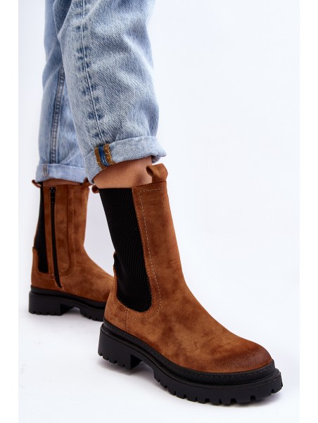 Women's Zip-up Ankle Boots Camel Samil