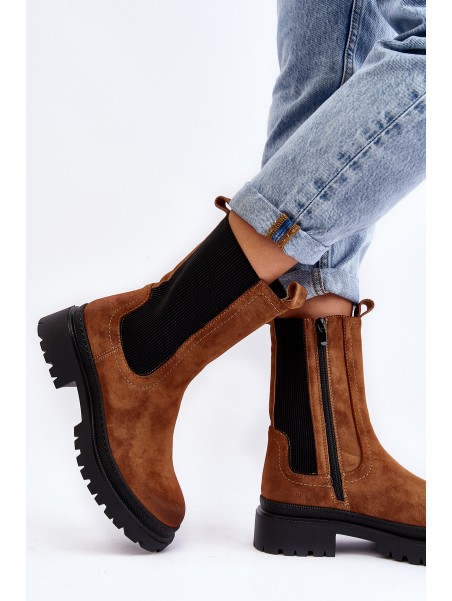 Women's Zip-up Ankle Boots Camel Samil