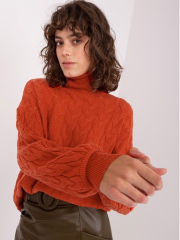 Sweter-AT-SW-2348.88-ciemny pomarańczowy 2