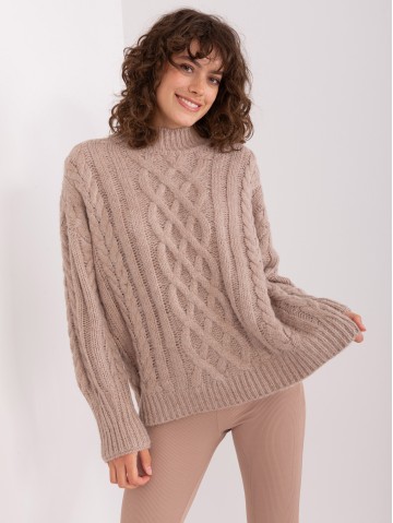 Sweter-AT-SW-2363-2.30-ciemny bezowy