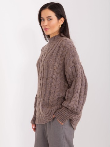 Sweter-AT-SW-2363-2.11P-brązowy 2