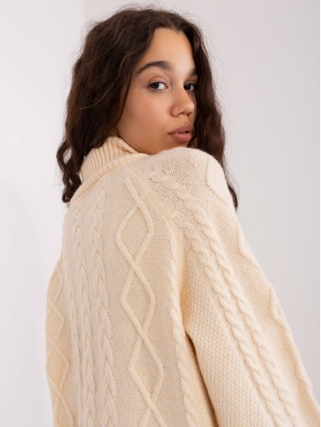 Sweter-AT-SW-2355-2.12P-jasny beżowy 2