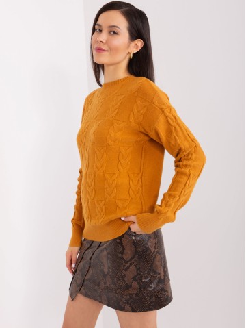 Sweter-AT-SW-2340.22-ciemny żółty 2