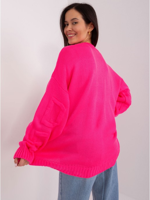 Sweter-BA-SW-8053.31-fluo różowy