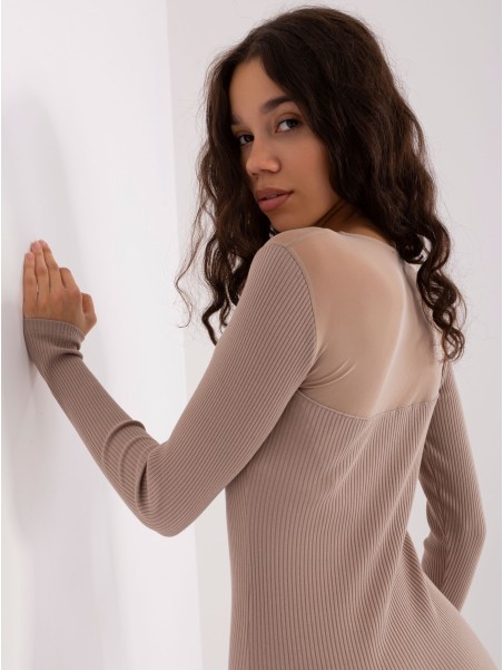 Sukienka-RV-SK-9218.16-ciemny bezowy