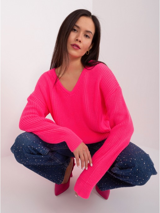 Sweter-BA-SW-8029.94P-fluo różowy