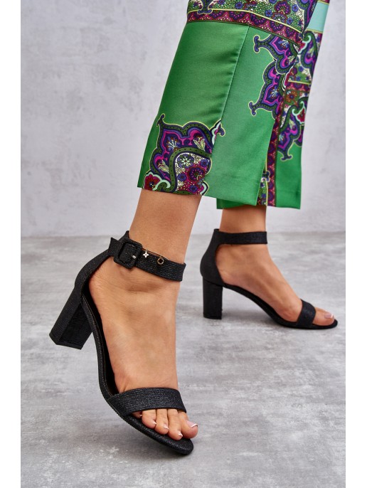 Glossy Heel Sandals Black Maxim Glossy Heel Sandals Black Maxim