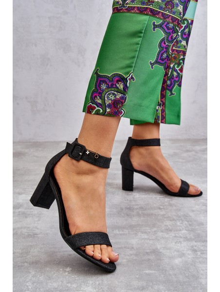 Glossy Heel Sandals Black Maxim