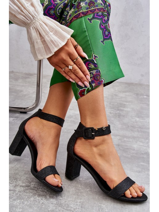 Glossy Heel Sandals Black Maxim Glossy Heel Sandals Black Maxim