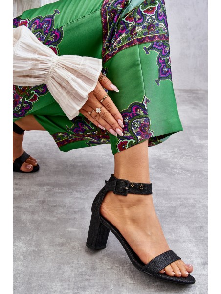 Glossy Heel Sandals Black Maxim