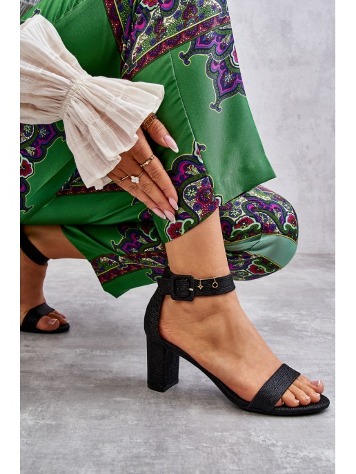 Glossy Heel Sandals Black Maxim Glossy Heel Sandals Black Maxim