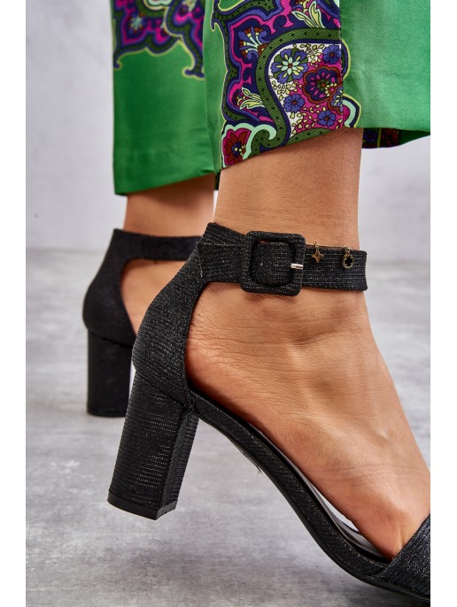 Glossy Heel Sandals Black Maxim Glossy Heel Sandals Black Maxim