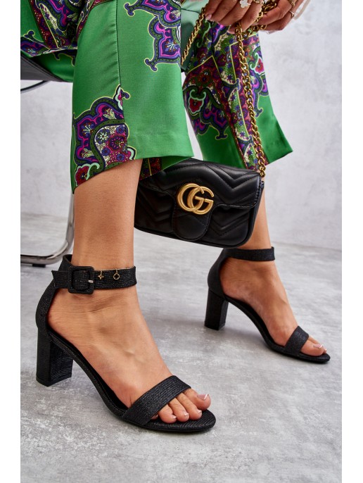 Glossy Heel Sandals Black Maxim Glossy Heel Sandals Black Maxim