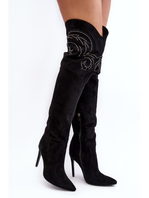 Women's Knee-High Heels Boots Black Vessy