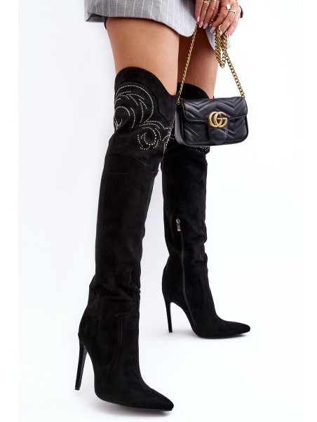 Women's Knee-High Heels Boots Black Vessy