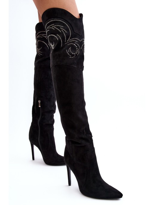 Women's Knee-High Heels Boots Black Vessy