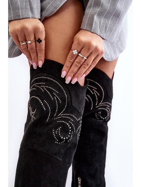 Women's Knee-High Heels Boots Black Vessy