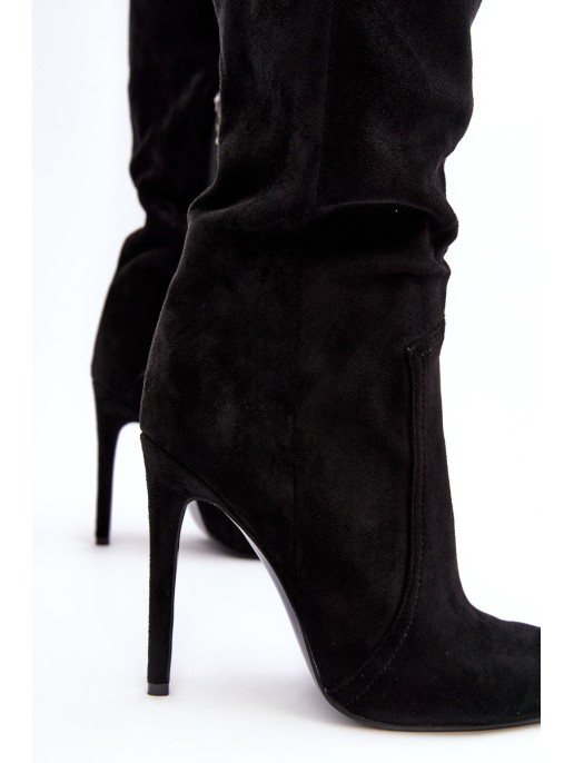 Women's Knee-High Heels Boots Black Vessy