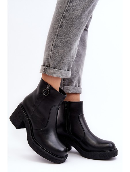 Women's Zipper Boots Black Romella