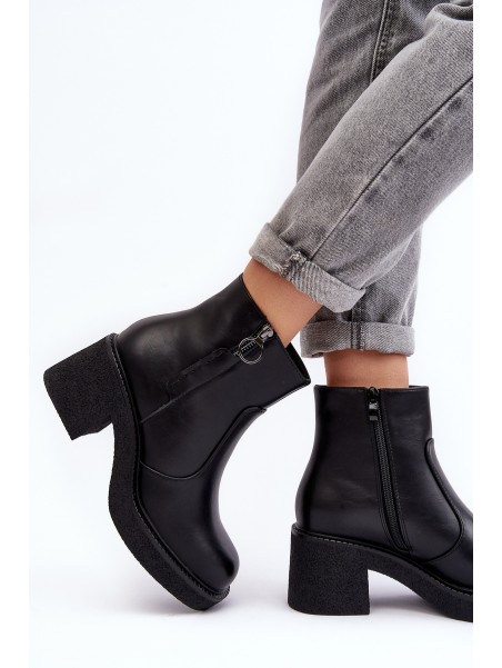 Women's Zipper Boots Black Romella