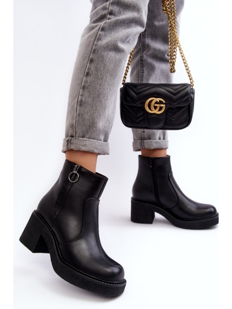 Women's Zipper Boots Black Romella