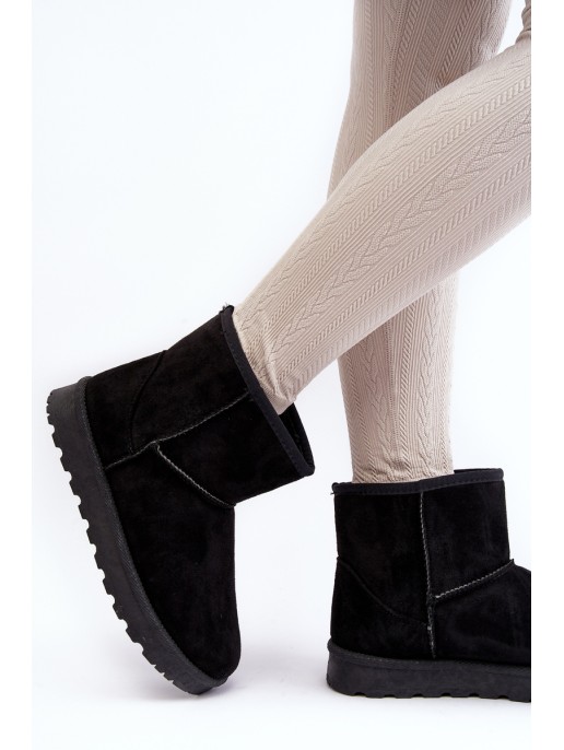 Women's Suede Snow Boots Fleece-Lined Black Nanga Women's Suede Snow Boots Fleece-Lined Black Nanga