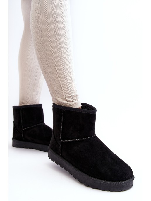 Women's Suede Snow Boots Fleece-Lined Black Nanga Women's Suede Snow Boots Fleece-Lined Black Nanga