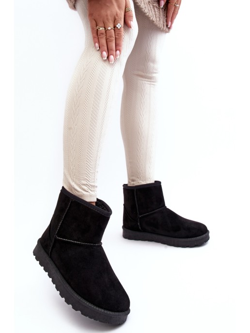 Women's Suede Snow Boots Fleece-Lined Black Nanga Women's Suede Snow Boots Fleece-Lined Black Nanga