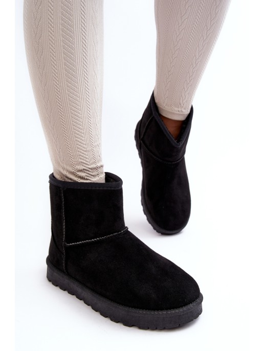 Women's Suede Snow Boots Fleece-Lined Black Nanga Women's Suede Snow Boots Fleece-Lined Black Nanga