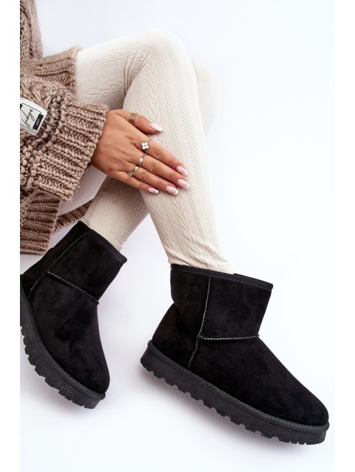 Women's Suede Snow Boots Fleece-Lined Black Nanga Women's Suede Snow Boots Fleece-Lined Black Nanga