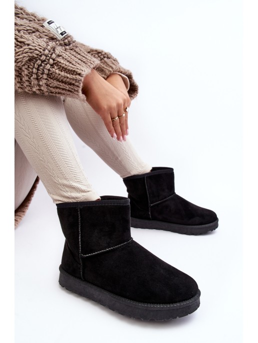 Women's Suede Snow Boots Fleece-Lined Black Nanga Women's Suede Snow Boots Fleece-Lined Black Nanga