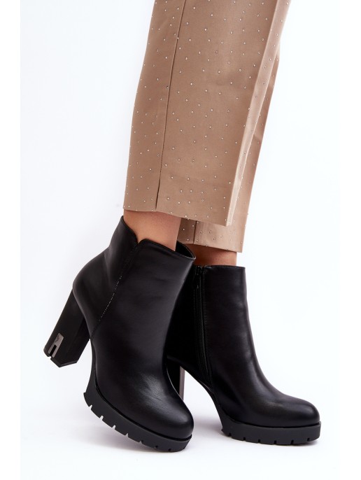 Women's Heeled Boots With Zipper Black Rasoda Women's Heeled Boots With Zipper Black Rasoda