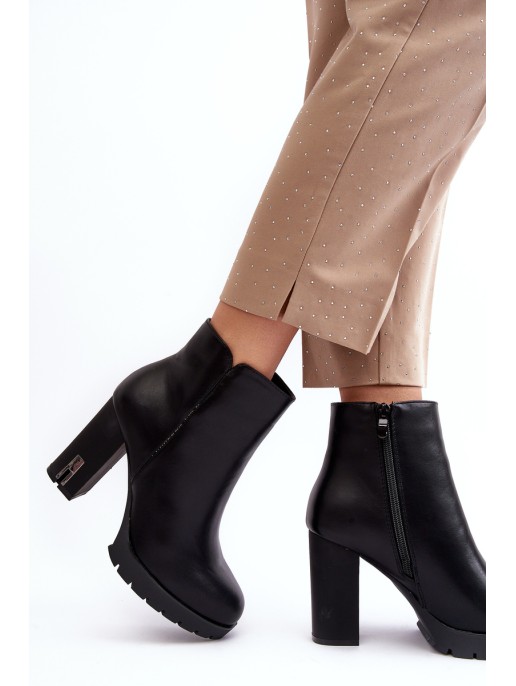 Women's Heeled Boots With Zipper Black Rasoda Women's Heeled Boots With Zipper Black Rasoda