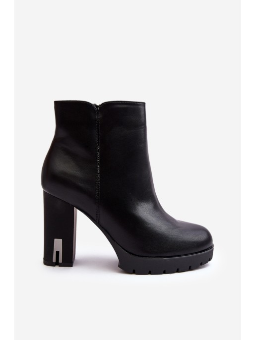 Women's Heeled Boots With Zipper Black Rasoda Women's Heeled Boots With Zipper Black Rasoda