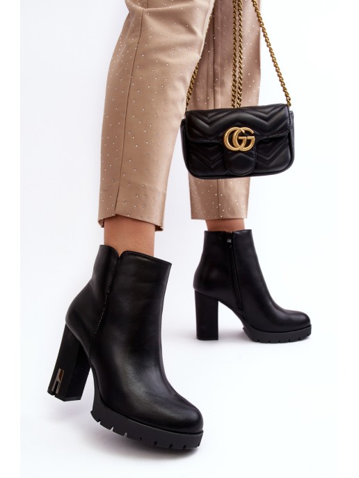 Women's Heeled Boots With Zipper Black Rasoda Women's Heeled Boots With Zipper Black Rasoda