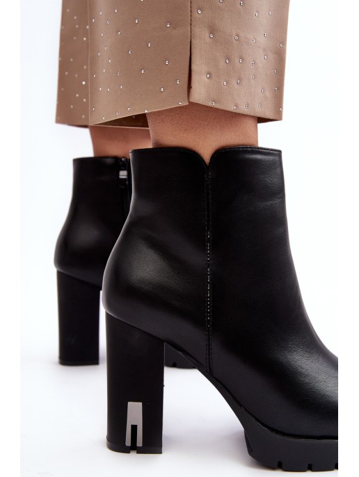 Women's Heeled Boots With Zipper Black Rasoda Women's Heeled Boots With Zipper Black Rasoda