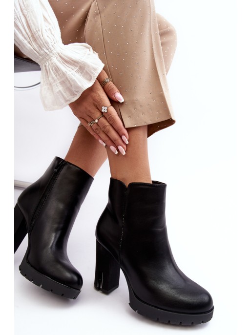 Women's Heeled Boots With Zipper Black Rasoda Women's Heeled Boots With Zipper Black Rasoda
