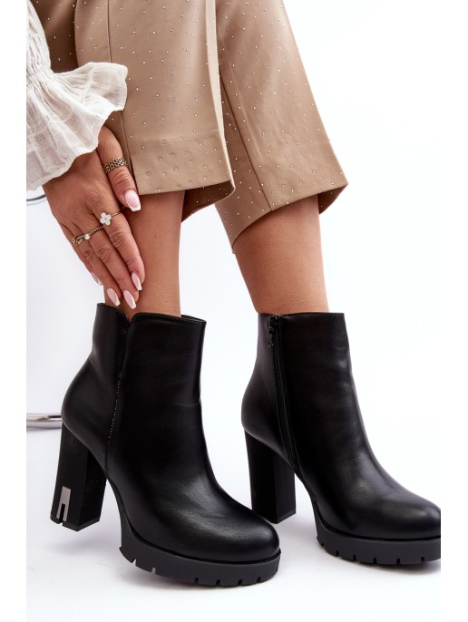 Women's Heeled Boots With Zipper Black Rasoda Women's Heeled Boots With Zipper Black Rasoda