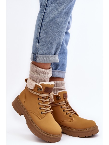 Women's Leather Trappers With Fur Camel Lynnvia