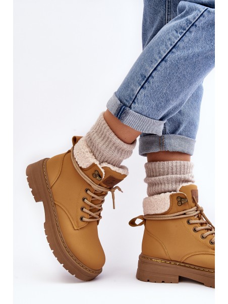 Women's Leather Trappers With Fur Camel Lynnvia