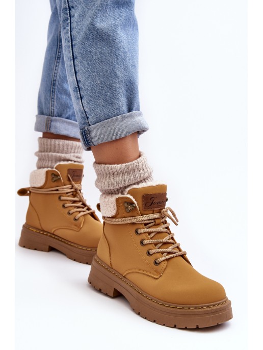 Women's Leather Trappers With Fur Camel Lynnvia