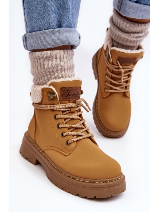 Women's Leather Trappers With Fur Camel Lynnvia