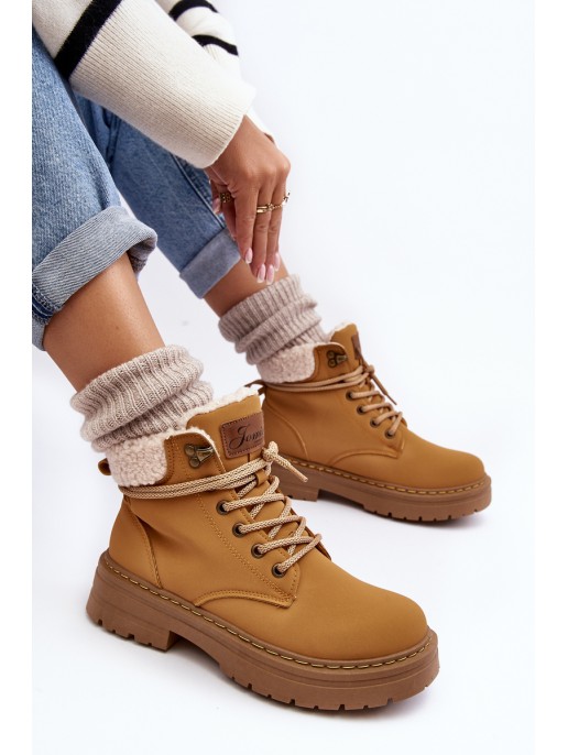 Women's Leather Trappers With Fur Camel Lynnvia