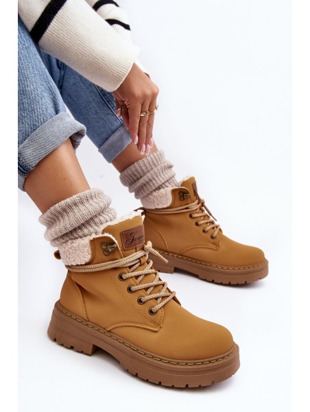 Women's Leather Trappers With Fur Camel Lynnvia