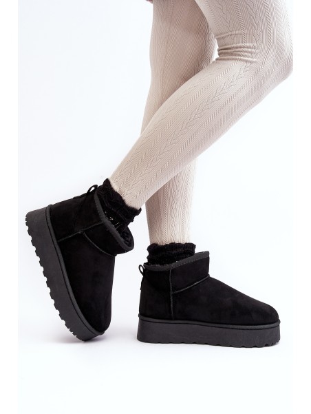 Moteriški sniego batai ant platformos, iškloti kailiu juodu Xamella