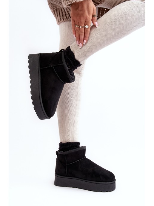 Moteriški sniego batai ant platformos, iškloti kailiu juodu Xamella Moteriški sniego batai ant platformos, iškloti kailiu juodu Xamella