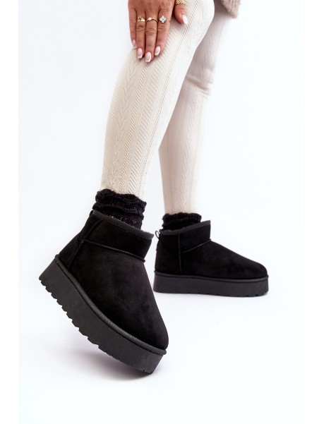 Moteriški sniego batai ant platformos, iškloti kailiu juodu Xamella