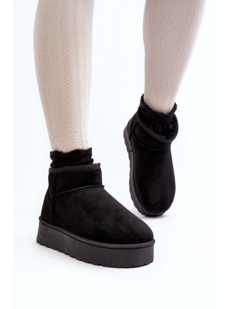 Moteriški sniego batai ant platformos, iškloti kailiu juodu Xamella